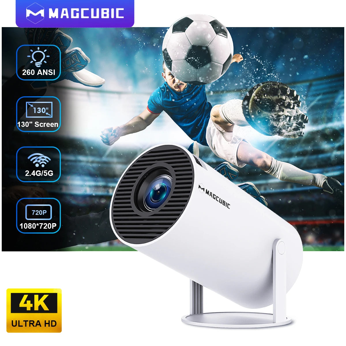 RAMDAN OFFER 49% OFF- Plus HD Projector Portatil 4K 1280x720P Android Wifi LED